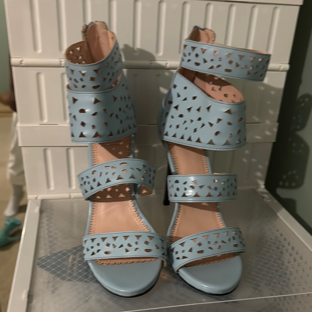 Sky Blue Strappy Heels